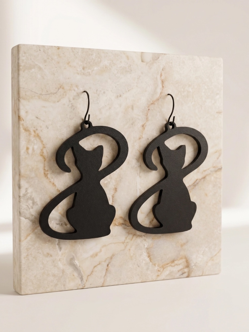 Black Cat Silhouette Drop Earrings for Cat Lovers